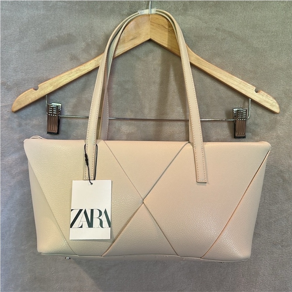 Zara NWT ivory off white woven shoulder purse bag elongated design - Picture 14 of 15